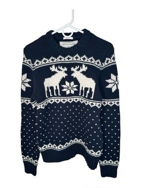 Abercrombie & Fitch Vintage Y2K Muscle Sweater Chunky Knit Reindeer Fair Isle XL